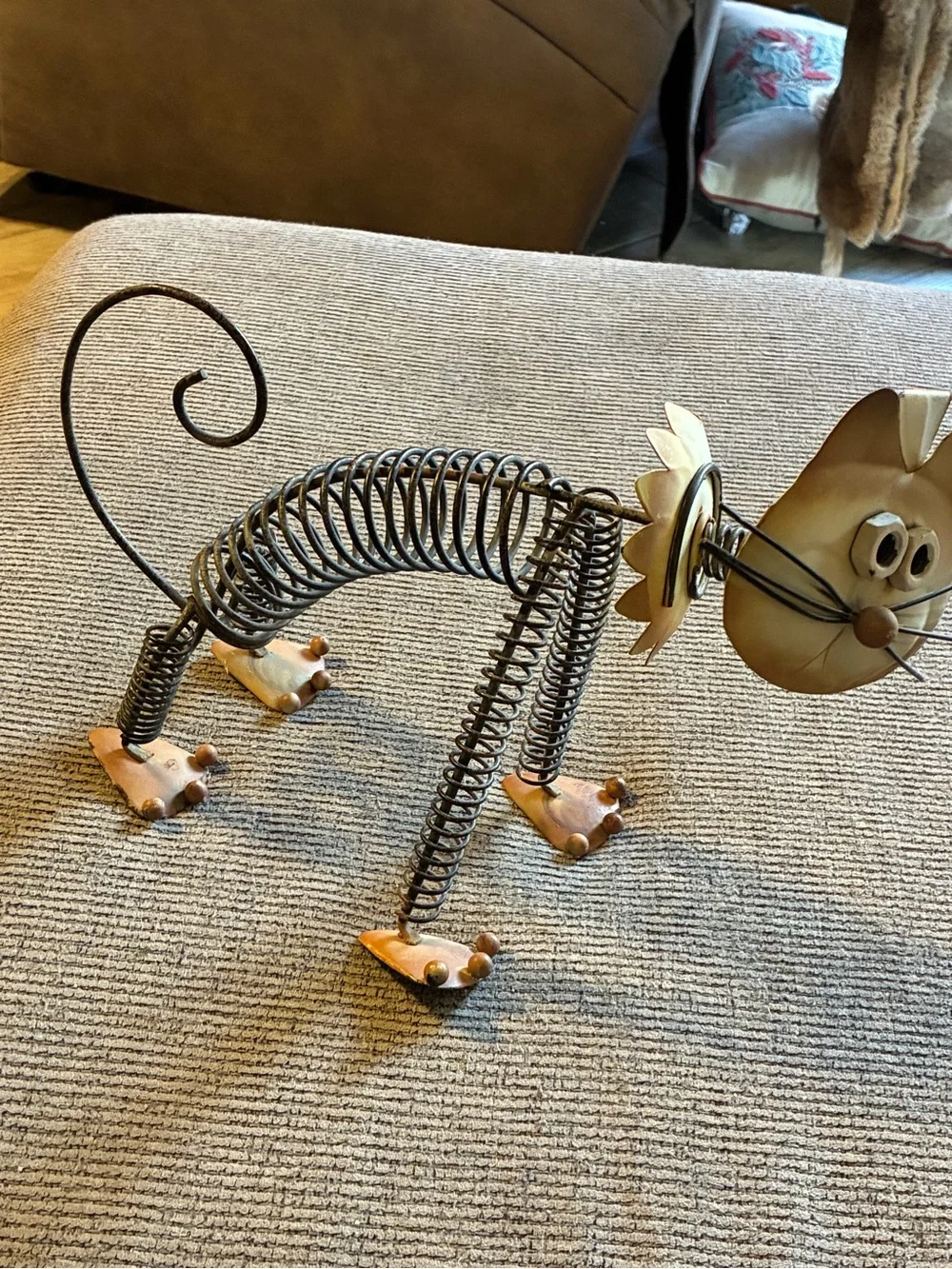 Decorative Metal Cat Figurine in Golden Yellow - Unbranded